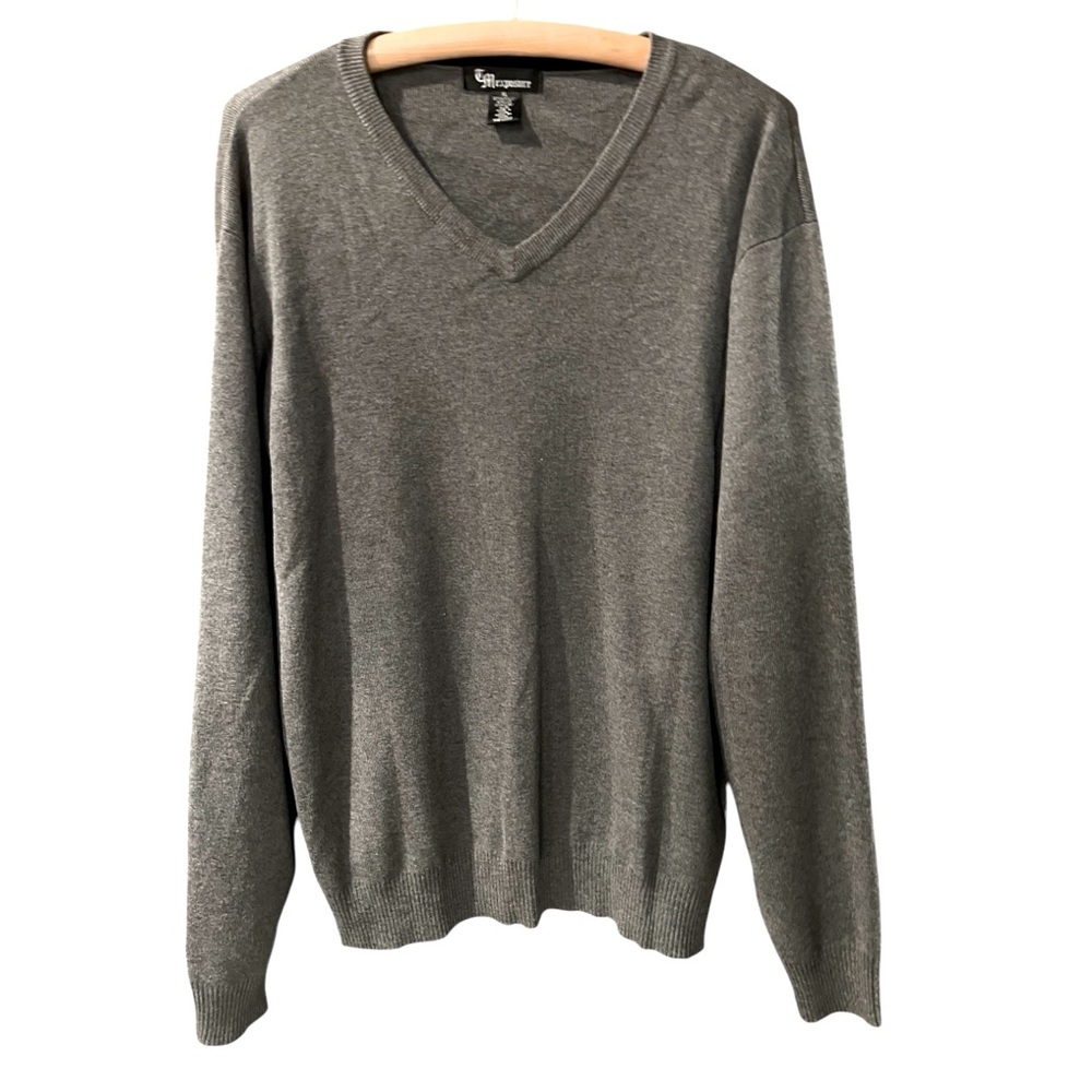 TM Exposure Sweater Men's Sz XL Tight Knit Long Sleeve Charcoal Slimming Classic